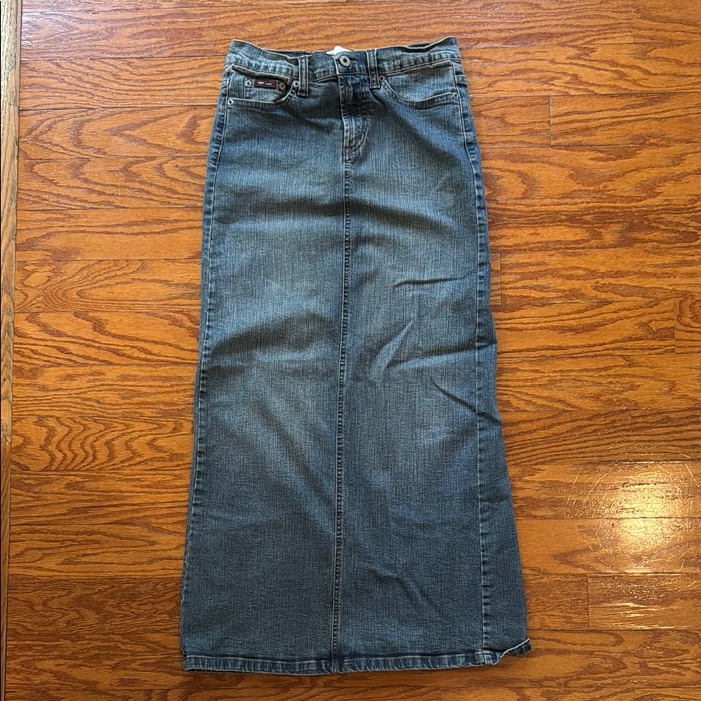 Y2K Angel Blue Jeans Denim Maxi Skirt